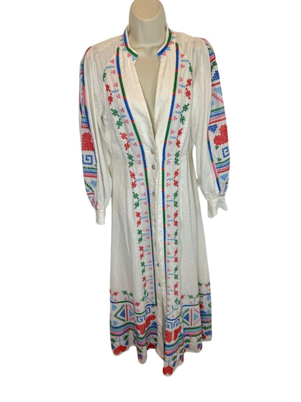 Farm Rio Graphic Embroidery Maxi Dress in Off-White - Size XS - Picture 3 of 8